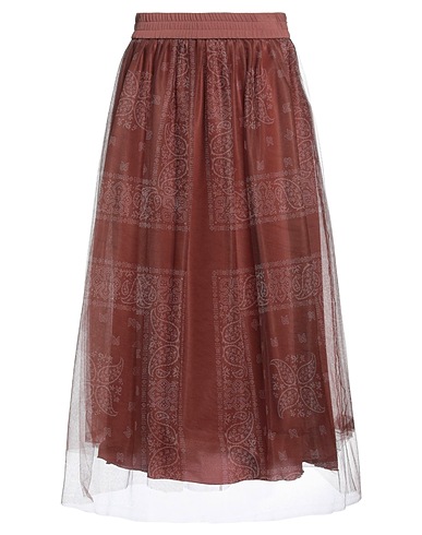FABIANA FILIPPI Maxi Skirts Brown 100% Polyamide, Acetate, Silk
