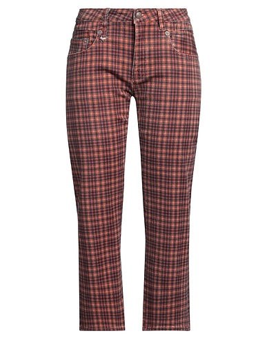 R13 Denim trousers Brick red 98% Cotton, 2% Polyurethane, Cow leather