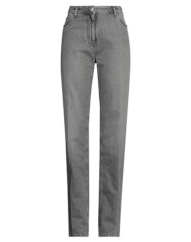 VERSACE Denim pants Grey 100% Cotton, Calfskin
