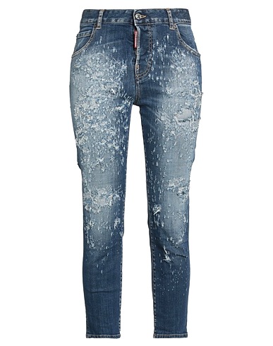 DSQUARED2 Denim trousers Blue 99% Cotton, 1% Elastane, Calfskin