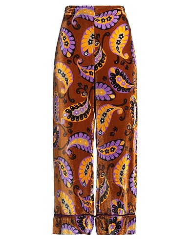 MALÌPARMI Casual trouser Brown 82% Viscose, 18% Silk