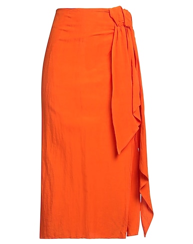 PLEASE Midi skirt Orange 63% Viscose, 37% Linen