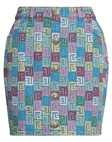 BALMAIN Denim skirt Blue 100% Cotton