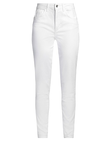 LIU •JO Denim trousers White 98% Cotton, 2% Elastane