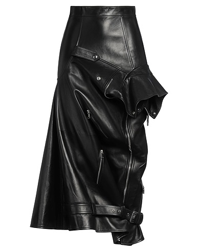 MCQUEEN Midi skirt Black 100% Lambskin