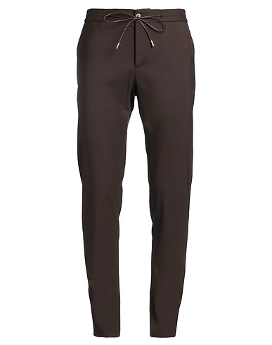TOMBOLINI Casual pants Dark brown 98% Virgin Wool, 2% Elastane