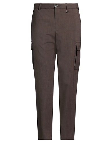 TOMBOLINI Casual trouser Chocolate brown 98% Wool, 2% Elastane