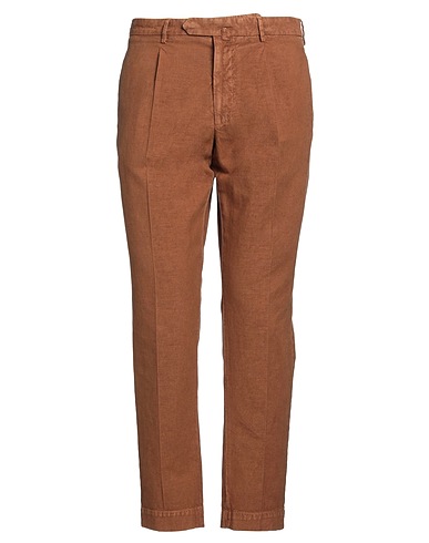 SANTANIELLO Casual trouser Brown 69% Cotton, 31% Linen