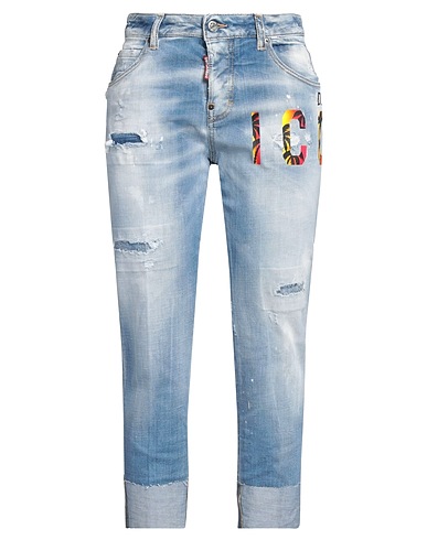 DSQUARED2 Denim trousers ICON Blue 99% Cotton, 1% Elastane, Calfskin