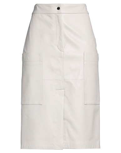 MOORER Midi skirt Light grey Leather