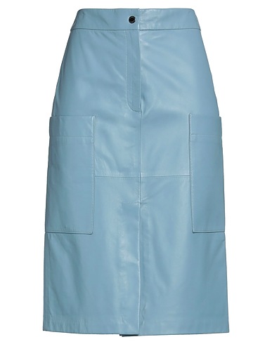 MOORER Midi skirt Light blue Leather