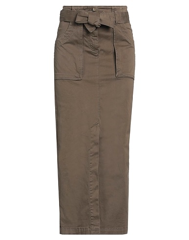 SEMICOUTURE Midi skirt Khaki 97% Cotton, 3% Elastane