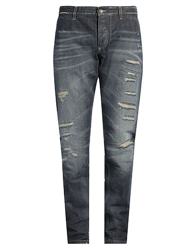 DOLCE&GABBANA Denim trousers Blue 100% Cotton, Calfskin