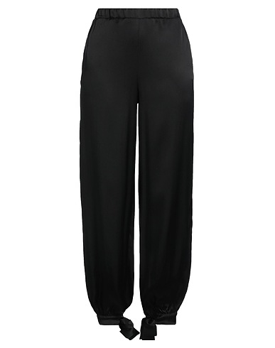 1-ONE Casual trouser Black 75% Acetate, 25% Silk