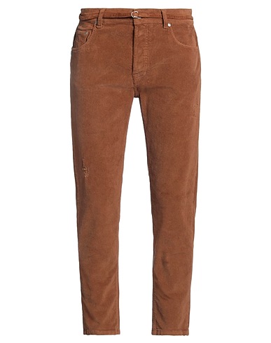 GREY DANIELE ALESSANDRINI Casual pants Brown 98% Cotton, 2% Elastane