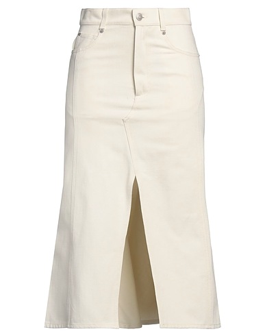 MCQUEEN Midi skirt Ivory 100% Cotton, Goat skin