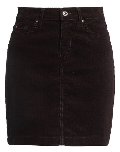 TOMMY HILFIGER Mini skirt Dark brown 98% Cotton, 2% Elastane