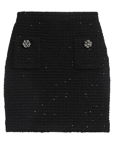 SELF-PORTRAIT Mini skirt Black 42% Polyester, 29% Cotton, 15% Viscose, 14% Polyamide
