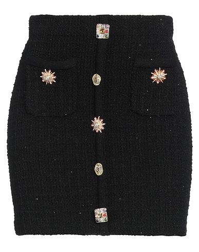 SELF-PORTRAIT Mini skirt Black Viscose, Polyamide, Cotton