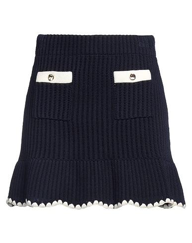 SELF-PORTRAIT Mini skirt Navy blue 45% Cotton, 41% Viscose, 10% Polyamide, 4% Cashmere, Polyester