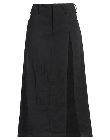 YOHJI YAMAMOTO Midi skirt Black 100% Cotton