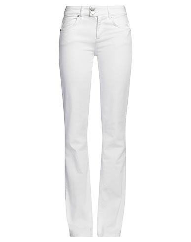 GAëLLE Paris Denim trousers White 98% Cotton, 2% Elastane
