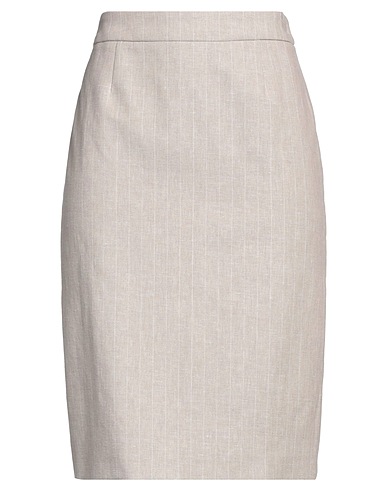 ESCADA Falda midi Beige 70% Algodón, 26% Lino, 4% Elastán