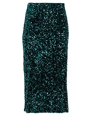 VILA Midi skirt Dark green 95% Polyester, 5% Elastane