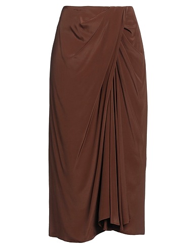 DRIES VAN NOTEN Midi skirt Brown 75% Acetate, 25% Silk