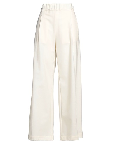 SEMICOUTURE Casual trouser Ivory 53% Polyester, 43% Virgin Wool, 4% Elastane