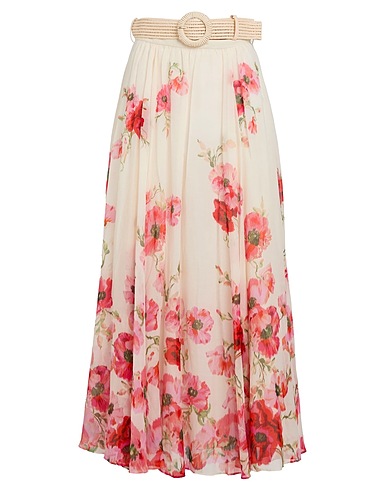 ZIMMERMANN Long skirt Ivory 75% Cotton, 25% Silk