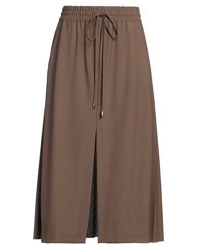 SEMICOUTURE Midi skirt Brown 53% Polyester, 43% Virgin Wool, 4% Elastane
