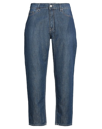 PAOLO PECORA Denim pants Blue 70% Cotton, 30% Linen