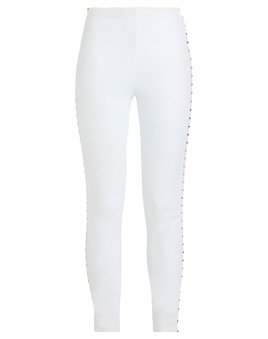 ELISABETTA FRANCHI Leggings White 90% Polyester, 10% Elastane