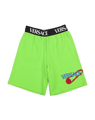 VERSACE YOUNG Shorts & Bermuda Green 100% Cotton, Polyester, Polyamide, Elastane