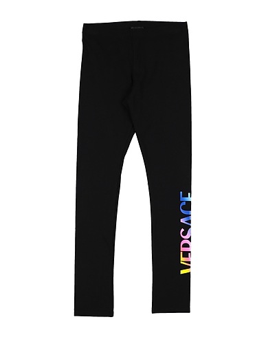 VERSACE YOUNG Leggings Black 92% Cotton, 8% Elastane