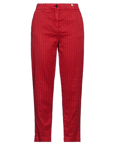 MYTHS Pantalone Rosso 63% Lino, 34% Cotone, 2% Poliammide, 1% Elastan