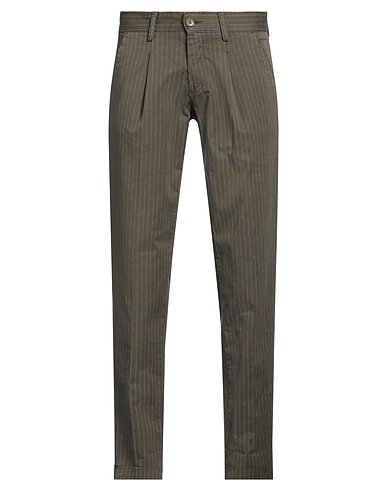 HERMITAGE Casual pants Military green 98% Cotton, 2% Elastane