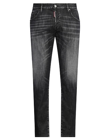 DSQUARED2 Denim trousers Black 98% Cotton, 2% Elastane, Cow leather