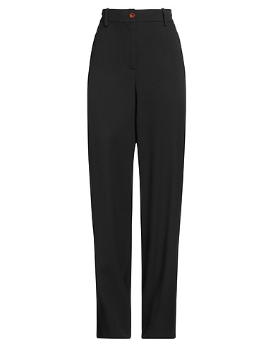 ALYSI Casual trouser CRÈME Black 100% Virgin Wool