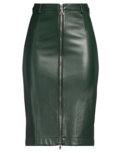 PATRIZIA PEPE Midi skirt Dark green 100% Polyurethane