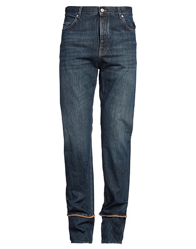 LOEWE Denim trousers Blue 65% Polyester, 35% Cotton, Calfskin
