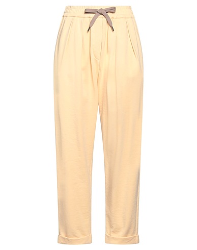 BRUNELLO CUCINELLI Casual trouser Pastel yellow 100% Cotton, Brass