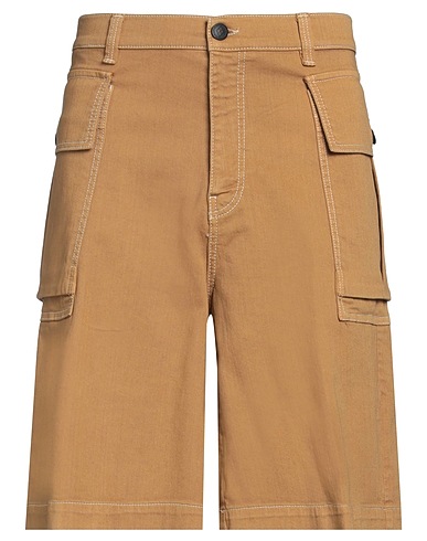 BALLANTYNE Denim shorts Camel 97% Cotton, 3% Elastane