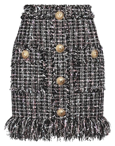 BALMAIN Minigonna Nero 76% Poliestere, 10% Viscosa, 8% Cotone, 5% Altre Fibre, 1% Poliestere metallizzato