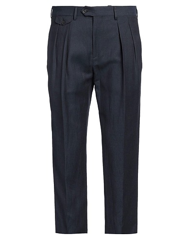 LARDINI Casual trouser Navy blue 54% Viscose, 46% Linen