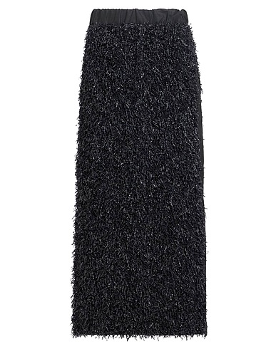 ALYSI Midi skirt Black 77% Polyamide, 23% Viscose, Linen, Elastane