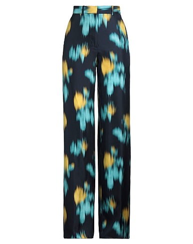 LANVIN Casual trouser Midnight blue 100% Silk, Buffalo Horn