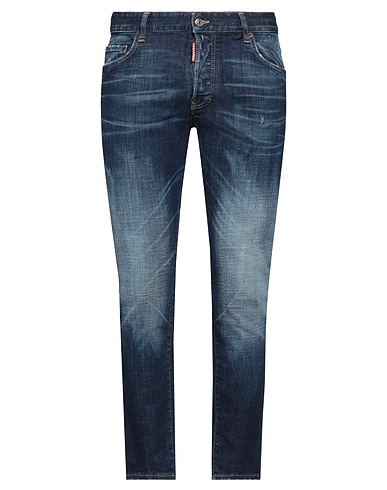 DSQUARED2 Denim trousers Blue 93% Cotton, 4% Polyester, 3% Elastane, Cow leather