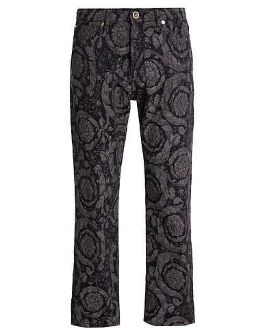 VERSACE Casual pants Black 100% Cotton, Calfskin